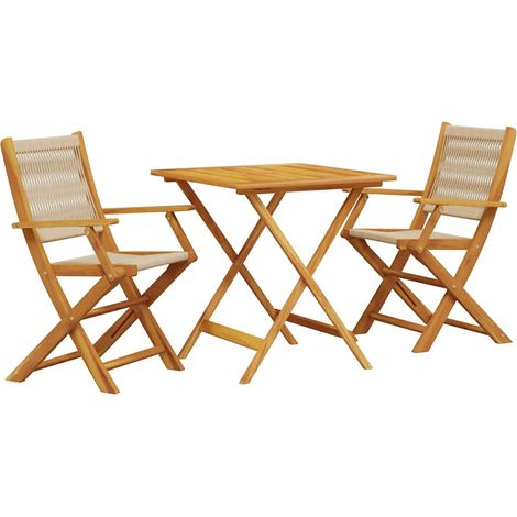 Maison Exclusive - Ensemble de bistro 3 pcs beige polypropylène et bois massif (1/5)