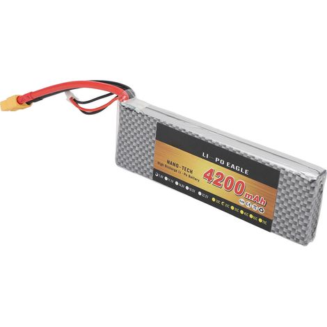 Batterie lithium 7,4 V pour drone RC, 2S 4200 mAh 25C, connecteur XT60, batterie de remplacement longue durée pour avion, hélicoptère et voiture RC (1/5)