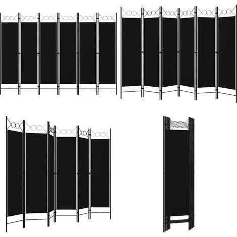 Cloison de séparation 6 panneaux Noir 240x180 cm - Cloison De Séparation - Paravent - Séparateur De Pièce - Intimite - Decoration - Home & Living (1/5)