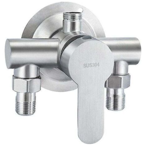 1 pièce 304 acier inoxydable exposé chaud et froid robinet de douche interrupteur chauffe-eau robinet de salle de bain, acier inoxydable exposé robinet de douche triangle douche (1/4)