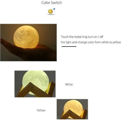 Lampe de Lune 20cm - Veilleuse - Rechargeable - 2 Couleurs - Tactile - LED (1/4)