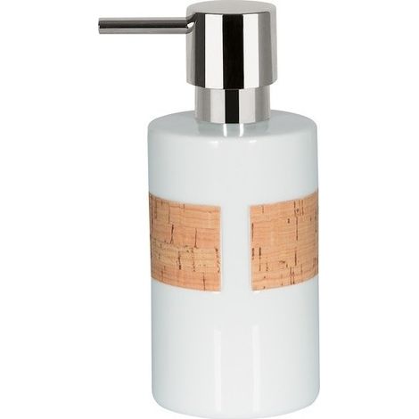 Dispensador de jabón Porcelana TUBE NATURE Blanco y Beige Spirella (1/2)
