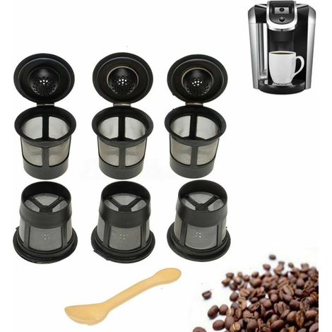 Capsules de café réutilisables, dosettes K-Cup rechargeables, panier-filtre individuel avec cuillère et goupillon pour machines Keurig K (1/5)