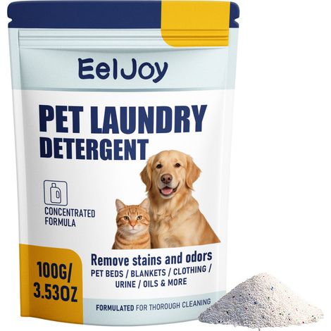 Lessive pour animaux de compagnie (chats et chiens), y compris pour la literie, nettoie et détache en douceur, format pratique et facile à rincer – 100 g -- DTEKGAZ (1/5)