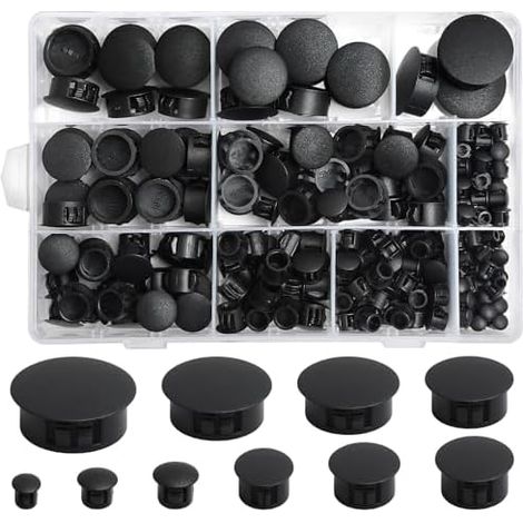 Lot Capuchons de Protection Plastique, Cache-Vis Rond, Étanchéité, UV, Extérieur, Meubles, Chantier, Couvercle (1/5)