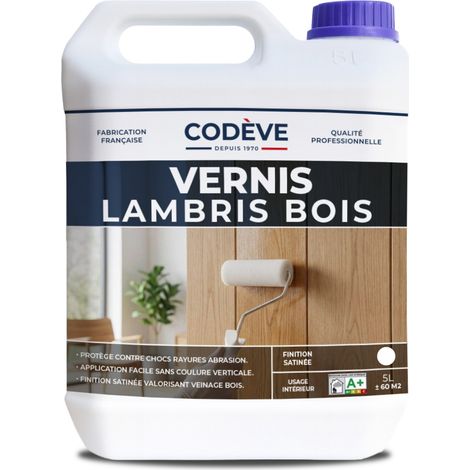 Vernis Lambris Bois - 5 L - Codeve Bois - Pour Protéger Un Lambris En Bois De Sapin, Douglas, épicéa Ou Frêne. (1/5)