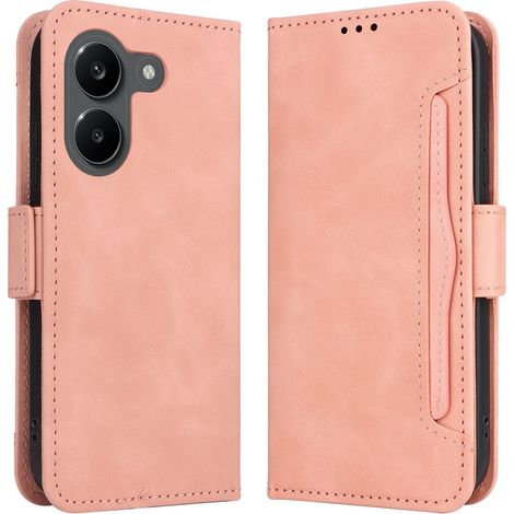 Custodia a libro per Xiaomi Poco X8 Pro, con scomparto per carte, rosa (1/5)