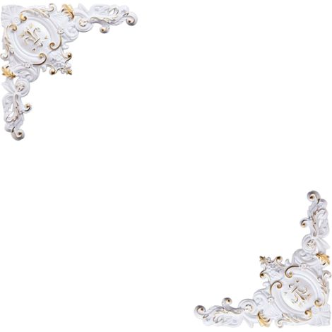 Hoja esculpida ahuecada, apliques de esquina para muebles, apliques de disco de luz decorativos, blanco (1/3)
