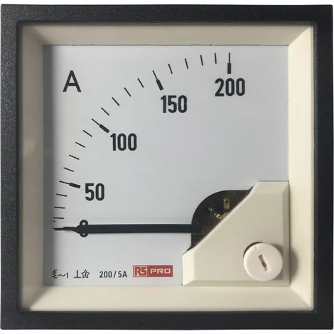 Ampèremètre analogique de panneau V c.a. RS PRO, Echelle 200 (Scle) A, 200/5 (CT) A, 5 (Input) A, 72mm x 72mm ( Prix pour 1 ) (1/3)