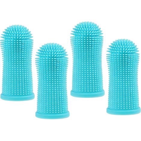 Lot de 10 Brosses Dents Chien + Doigt, Silicone Doux, Chat, Petit Chien, Hygiène, Complet, Rapide (1/5)