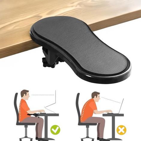 Repose-poignets pour ordinateur - Accoudoir pour bureau - Cadre d'accoudoir pivotant et réglable - Noir - Coussin de soutien ergonomique pour le poignet - Support d'accoudoir pour bureau - Rallonge d' (1/5)
