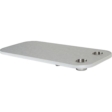 Table rectangulaire amovible 400 x 800 mm en bois massif pour camping-car, yacht ou caravane, avec 2 porte-gobelets (gris). (1/5)