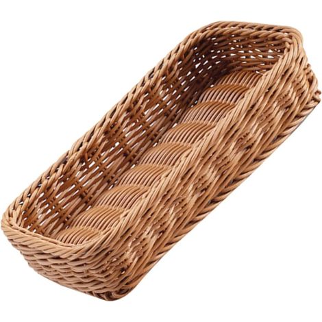 Panier tressé imitation rotin pour couverts et ustensiles, rigide, marron, cuisine et restaurant