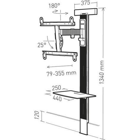Colonna + Supporto Inclinabile e Orientabile - 30'' 65'' - Erard