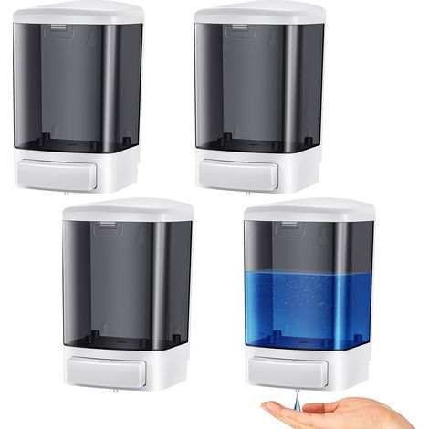 4-teiliger Wandseifenspender – Manuell – 1000 ml – Schwarz – Für Shampoo, Duschgel, Küche, Dusche und Hotel – Gewerbliche Nutzung (1/5)