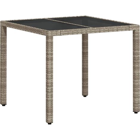 Maison Exclusive - Tavolo Giardino Piano Vetro Grigio Chiaro 90x90x75cm Polyrattan