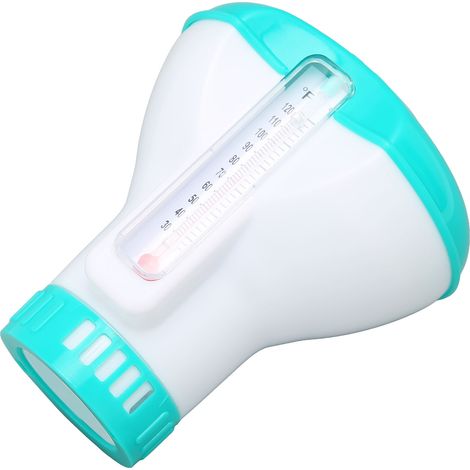 Chlortablettenspender für Pools, Dosierschwimmer mit Thermometer, hellblau (Modell K-1067B, 5 Zoll). (1/5)