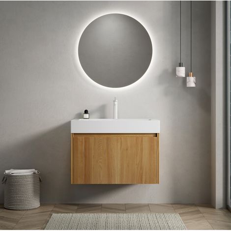 Waschtisch Schrank Aufbewahrung 70 cm Eiche Weiß OKMYHOME (1/5)