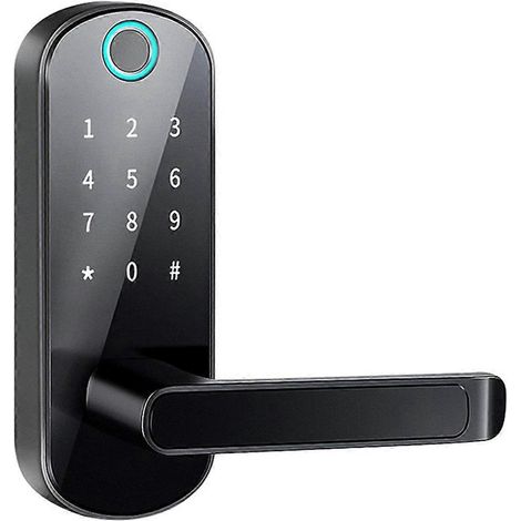Tuya Smart-Türschloss mit Fingerabdrucksensor, Fernsteuerungs-App und schlüsselloser Bedienung, schwarz (1/5)