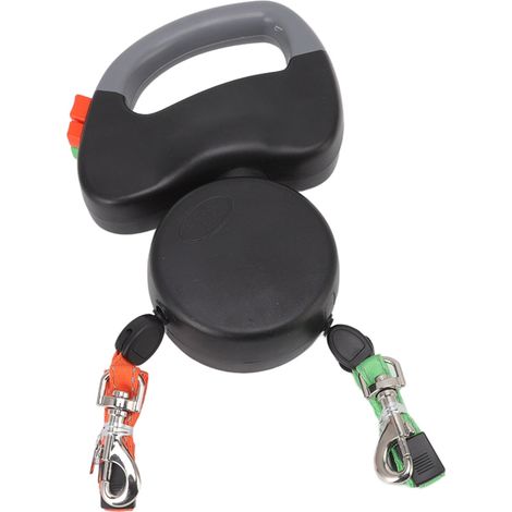 Laisse double rétractable de 3 mètres pour animaux de compagnie, enrouleur automatique, accessoire de laisse de marche pour chiens, noir (1/5)