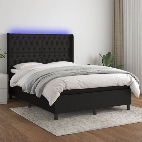 Boxspringbett mit Matratze & LED Schwarz 140x200 cm Stoff vidaXL (1/5)