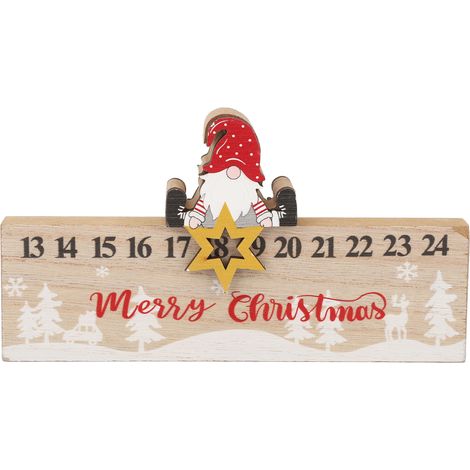 Calendrier De L Avent En Bois - Décoration Compteur Coulissant Pour Bureau Et Salon - Design Père Noël - 1 Pièce (1/5)