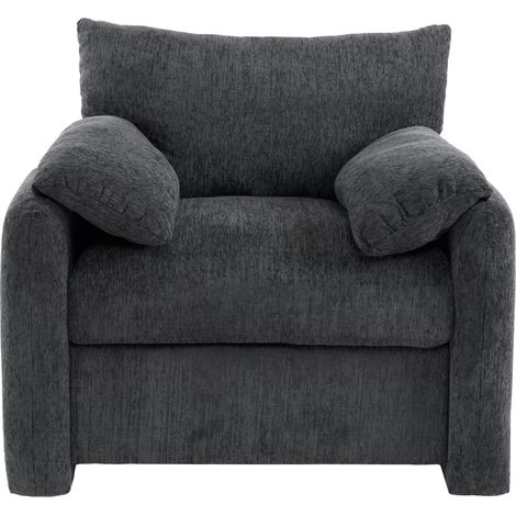 Sillón moderno de tejido chenilla gris, 1 plaza, con reposabrazos acolchados (1/5)
