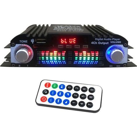 Amplificateur Audio Bluetooth 5.0 Amplificateur de Son NuméRique à 4 Canaux pour SystèMes Audio Domestiques, Voiture,