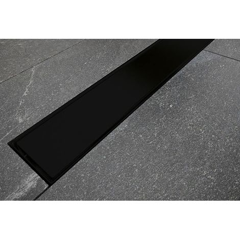 ECOLAM Caniveau de douche, Drain de douche, Evacuation, Ecoulement de douche Virgo Nero Duo Noir brossé, légèrement brillant en acier inoxydable 70 cm brossé Noir brillant (1/5)