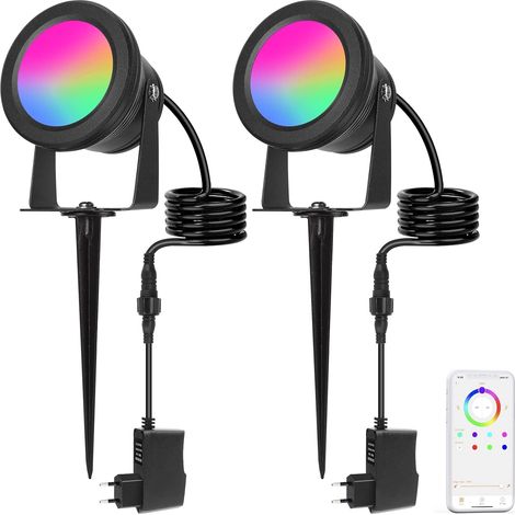 Richsing 15W RGB Gartenleuchte LED, 2PCS, IP67, Smart, Bluetooth App (1/5)