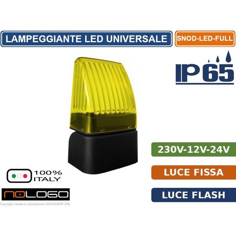 SEGNALATORE LUMINOSO LAMPEGGIANTE UNIVERSALE A LED LUCE FISSA O INTERMITTENTE CON SUPPORTO INTEGRATO IP65