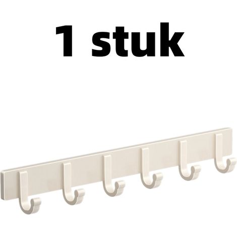 1 crochet de rangement mural - Crochet de porte - Crochet adhésif résistant et amovible - Installation sans perçage - Porte-serviettes/porte-manteau mural - 45,7 cm x 4 cm - Blanc (1/5)