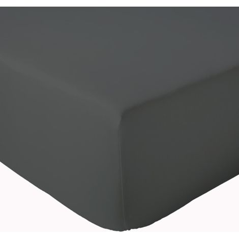 Drap housse en percale de coton uni PASSION PERCALE Bonnet de 40 cm 80x200 cm (1/5)