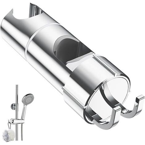 Mobilier et décoration de salle de bainSupport de pommeau de douche à 2 crochets - Pour pommeaux de douche de 20,5 à 23,5 mm - Support de pommeau de douche réglable - Pour barres de 16 à 27 mm - Pomme (1/5)