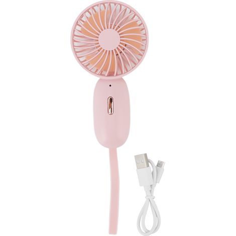 Ventilateur de Poche USB Rechargeable 3 Vitesses 500mAh - Puissant et Portable pour Maison, Bureau, Voyage - Rose (1/5)
