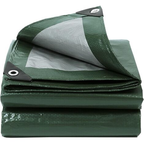 Bâche 3 x 5 m vert militaire imperméable avec anneaux perforés – Bâche en tissu 130 g/m², résistante à la déchirure, aux UV et à la moisissure, multi-usages pour meubles de jardin, bois, voiture