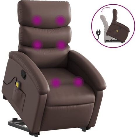 Chaise de massage ergonomique en cuir synthétique brun – avec chauffage, rouleaux à pression variable et fonction de réduction du stress (1/5)
