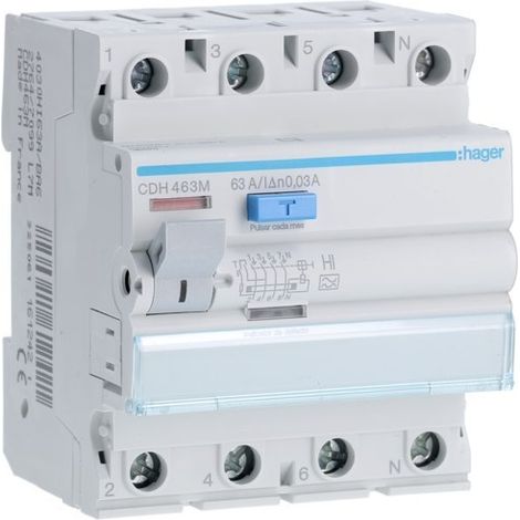 HAGER CDH463M  Diferencial 4P 63A 30mA tipo HI