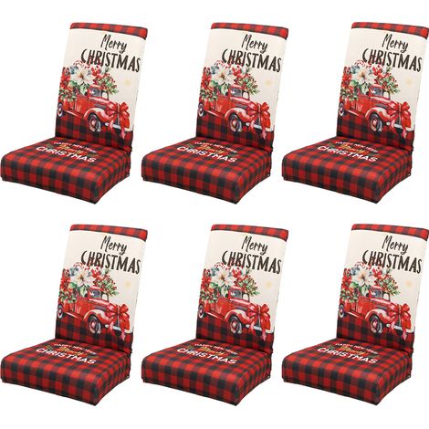 Lot de 6 housses de chaise de table extensibles, amovibles et lavables, de type C, pour décorer votre salle à manger pendant les fêtes de fin d'année (cuisine, salon, etc.). (1/3)
