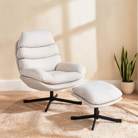 Fauteuil relax coloris cream blanc en polyester 93 x 78 x 100 cm (1/5)