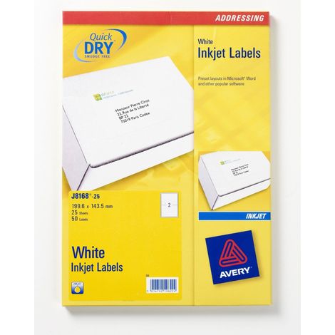Avery J8168-25 etichetta per corrispondenza Bianco