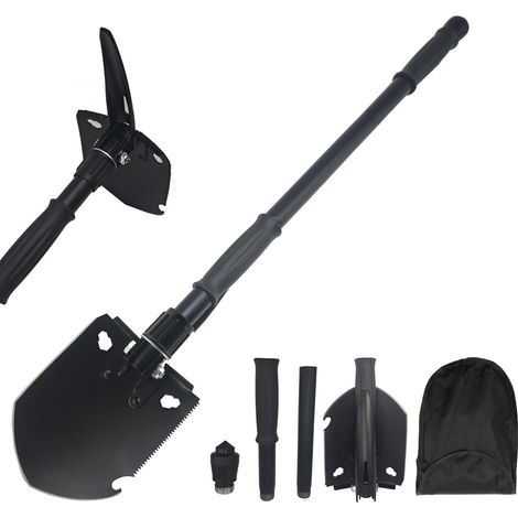 Pelle Pliante 81.5cm,Pelle Multifonction Extra Stable en Acier Au Carbone Marteau Brise vitre,Combinaison Pelle De Camping Pliante pour La Randonnée en Plein Air,Conduite de Voiture (1/5)