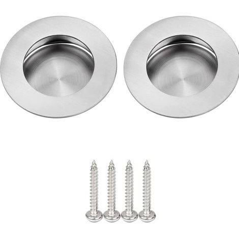 Poignées encastrées rondes en acier inoxydable (lot de 2) - Pour armoires coulissantes (1/5)