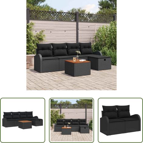 vidaXL Set Divano da Giardino 6 pz Nero polyrattan (1/5)