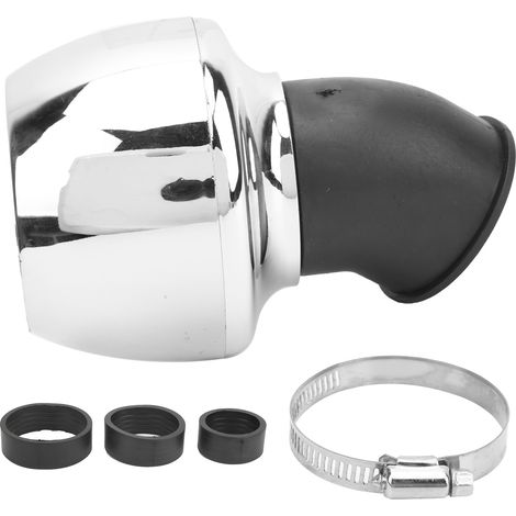 Ortviai Filtre à Air Universel pour Moto, Scooter, Quad – Diamètre 48 mm, Adaptateurs inclus, Couleur Argenté