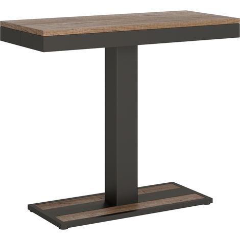 Console extensible bois clair et pieds métal anthracite 14 personnes 40 à 300cm Kalys (1/5)