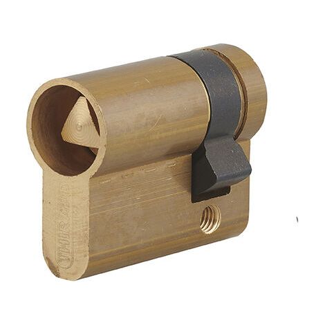Demi-cylindre triangle interne ascenseur 9mm – Panneton orientable – 5 goupilles en maillechort – Laiton – 3 clés en acier nickelé (1/3)