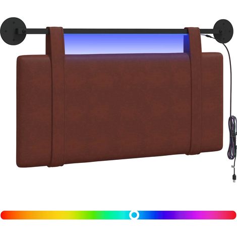 Maison Exclusive - Testiera sospesa Con luce LED Marrone Lucido PU Antico (1/5)
