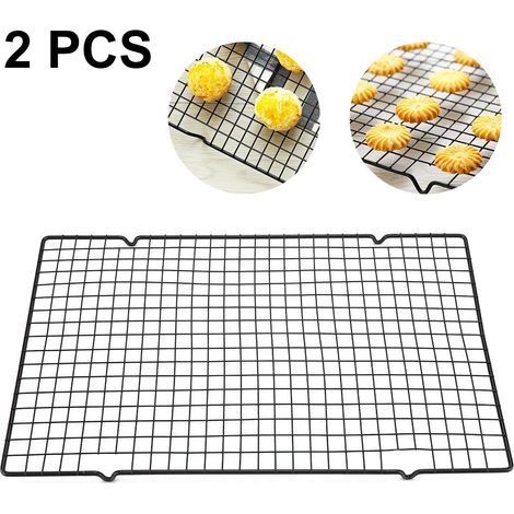 Lot de 2 grilles de cuisson antiadhésives en acier au carbone à tissage simple pour barbecue et grillades. Idéales pour la cuisine, la maison et la maison. Saines et durables, elles sont résistantes à (1/4)