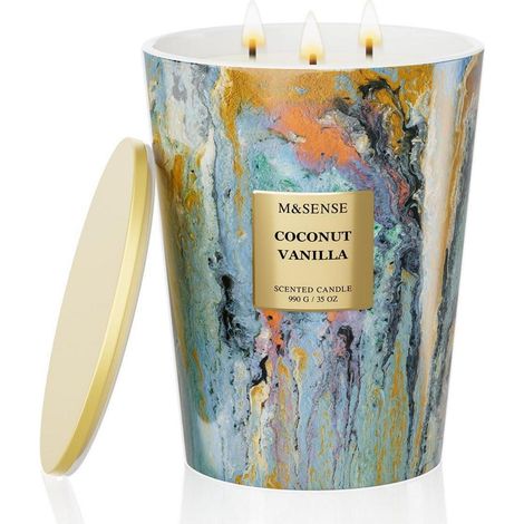 Duftkerze im Glas Coconut Vanilla 990g Sojawachs 150h Brenndauer 3 Dochte